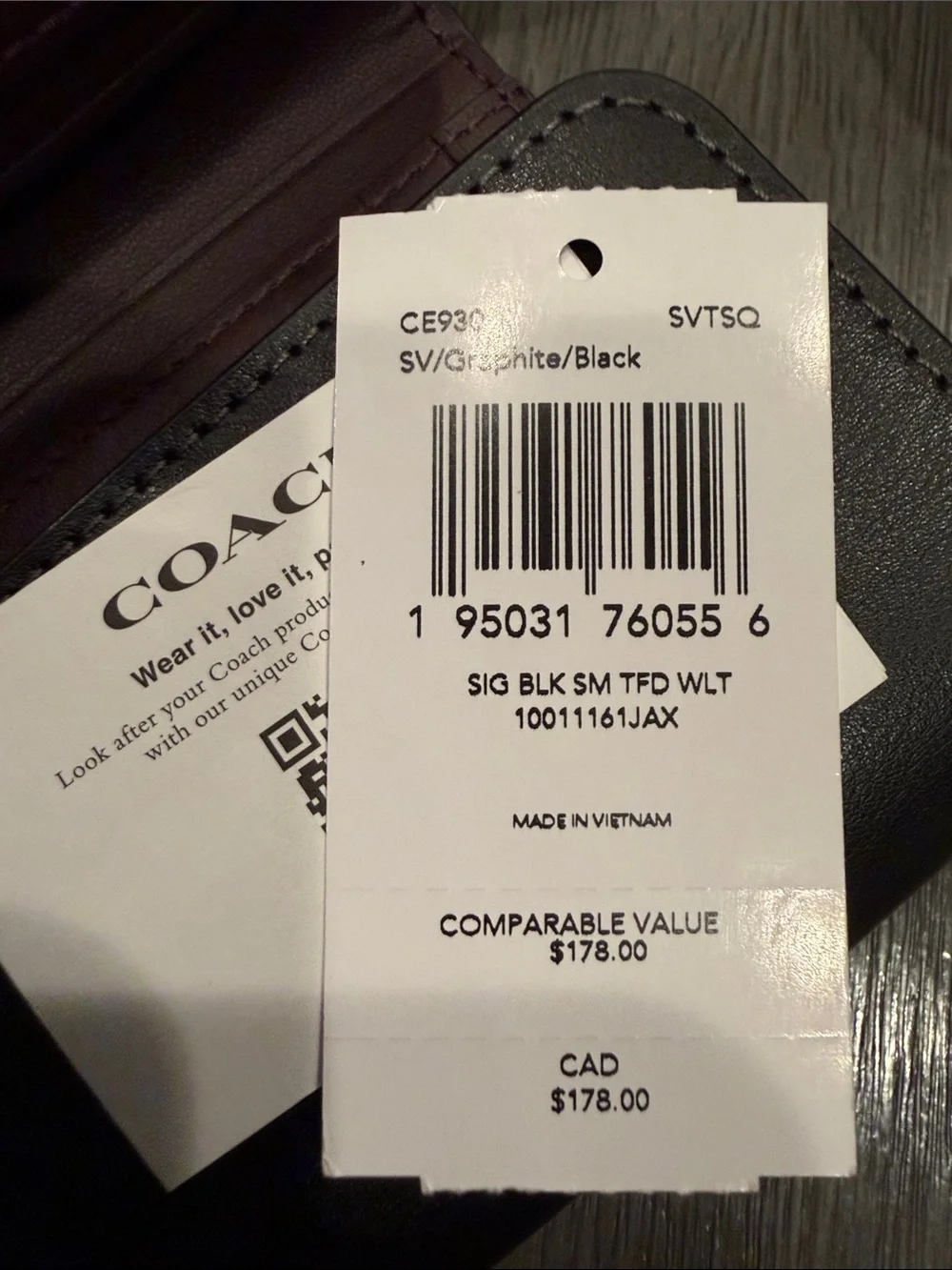 Coach Black Signature Canvas & Leather Wallet